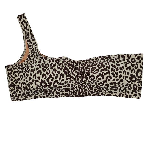 J. Crew Womans size 2X One Shoulder Bikini Top in Leopard Print Wider Back NEW - Picture 1 of 8